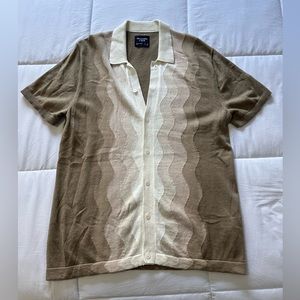 Abercrombie & Fitch Wave Pattern Sweater Polo Cream Pattern size Small S